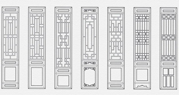 新竹镇常用中式仿古花窗图案隔断设计图